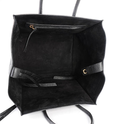 Celine Crocodile Embossed Calfskin Medium Phantom Luggage Black 5 of 7