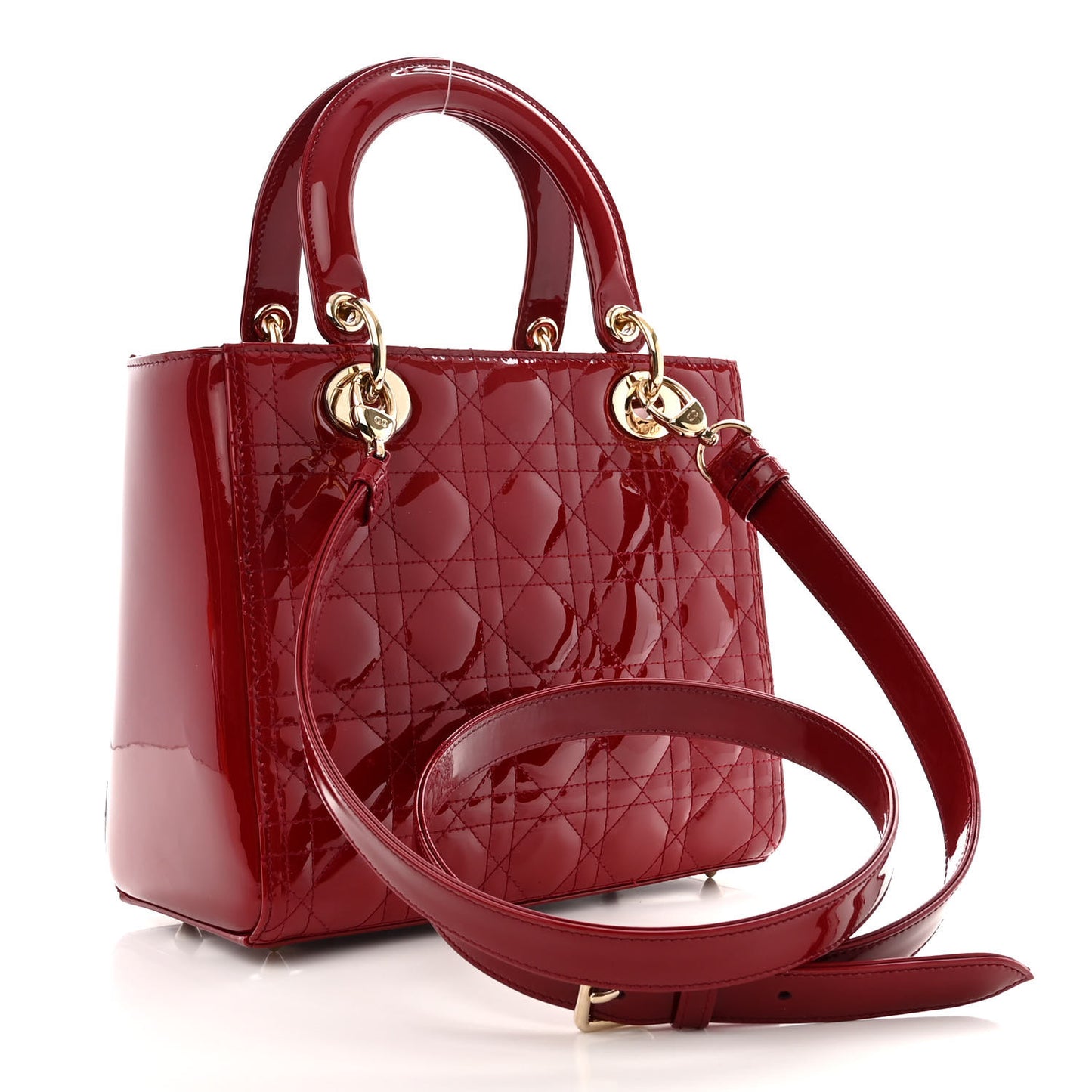 Patent Cannage Medium Lady Dior Red