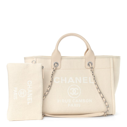 Chanel Mixed Fibers Small Deauville Tote White 1 of 12