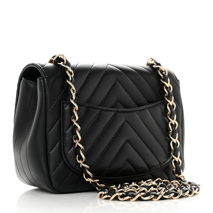 Chanel Lambskin Chevron Quilted Mini Square Flap Black 3 of 11