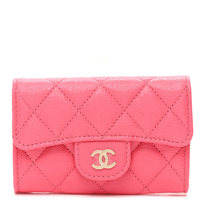 Chanel Caviar Quilted Flap Card Holder Wallet Pink 1 of 8
