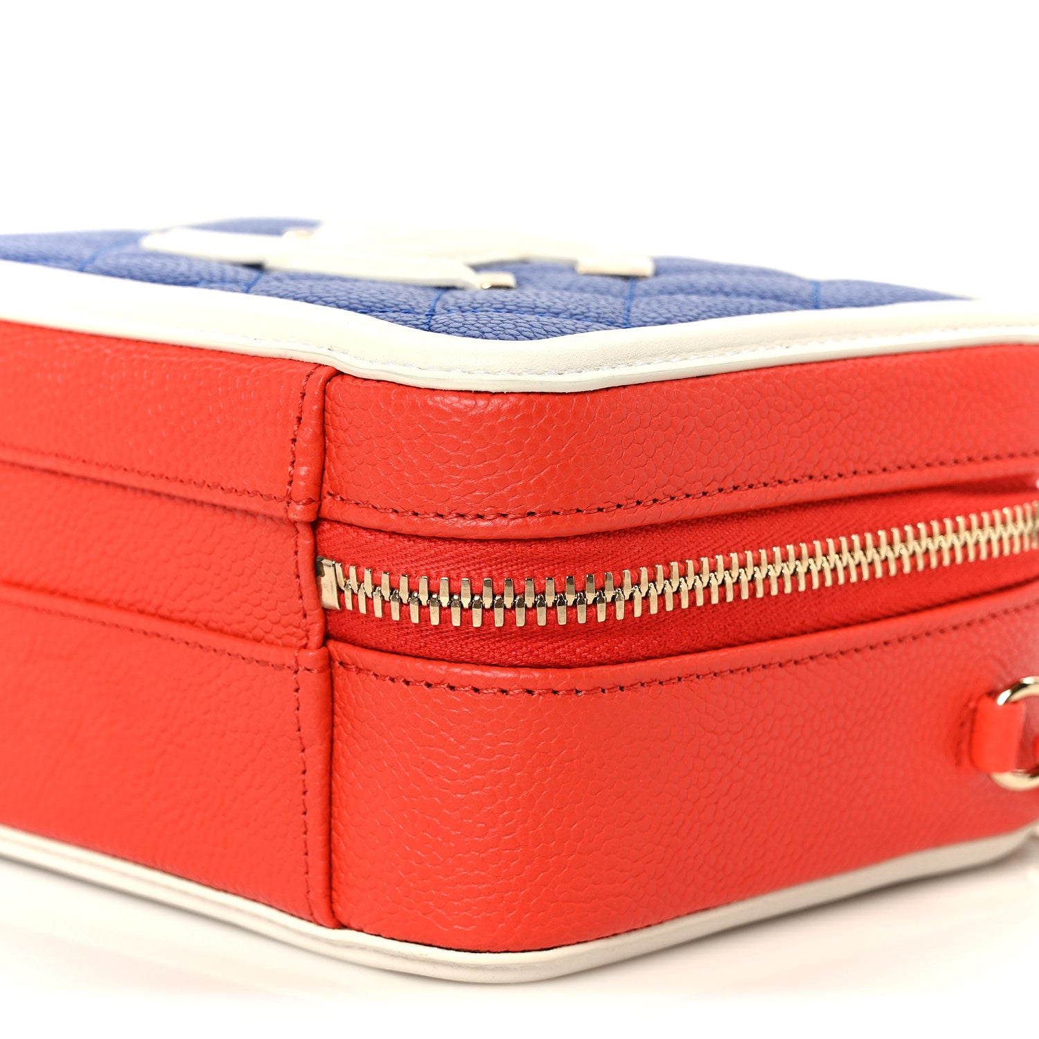 Chanel Caviar Quilted Small CC Filigree Vanity Case Blue White Red 10 of 11