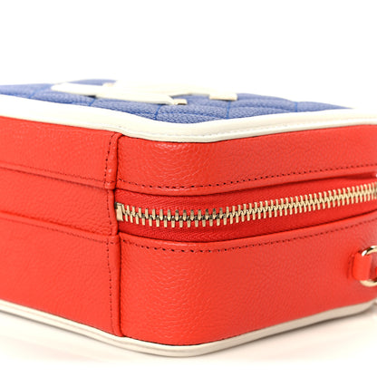 Chanel Caviar Quilted Small CC Filigree Vanity Case Blue White Red 10 of 11