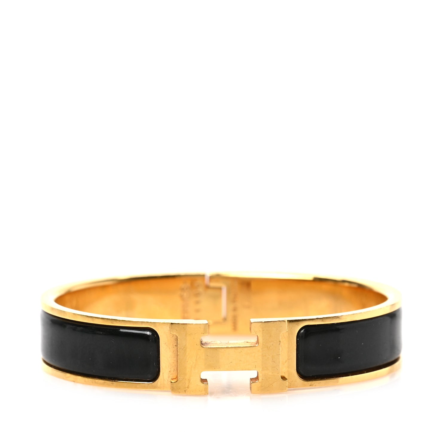Enamel Narrow Clic Clac H Bracelet PM Black