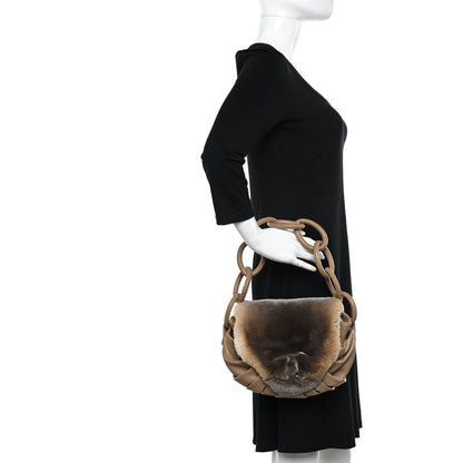 Chanel Lapin Rabbit Fur Lambskin Pleated CC Flap Bag Beige 2 of 11