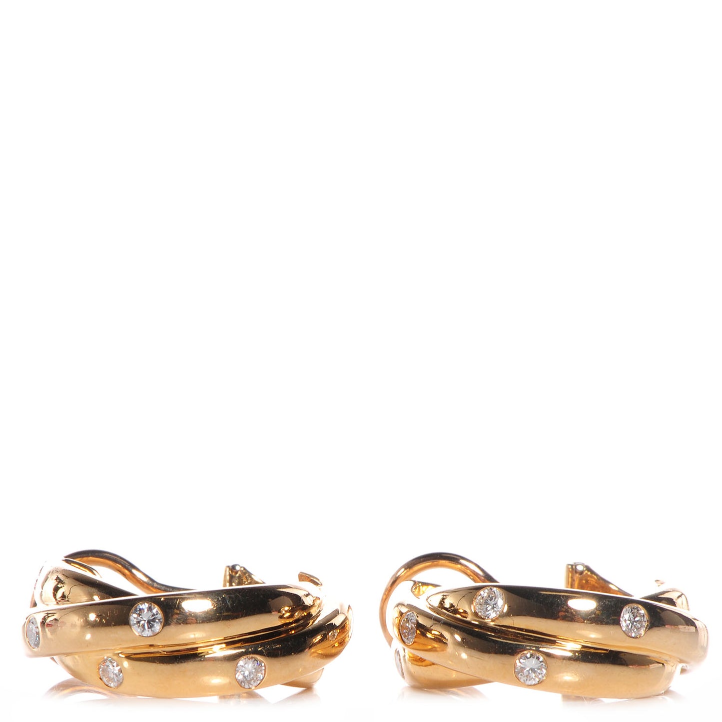 18k Yellow Gold Diamond Trinity De Earrings