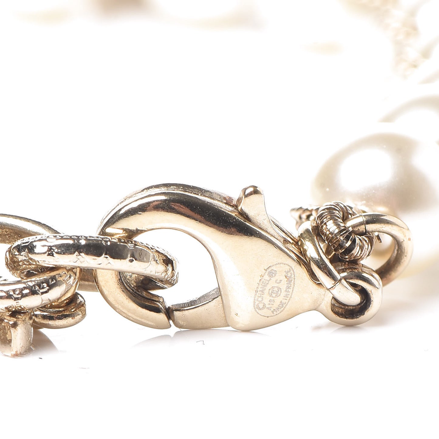 Pearl Crystal CC Bracelet Gold