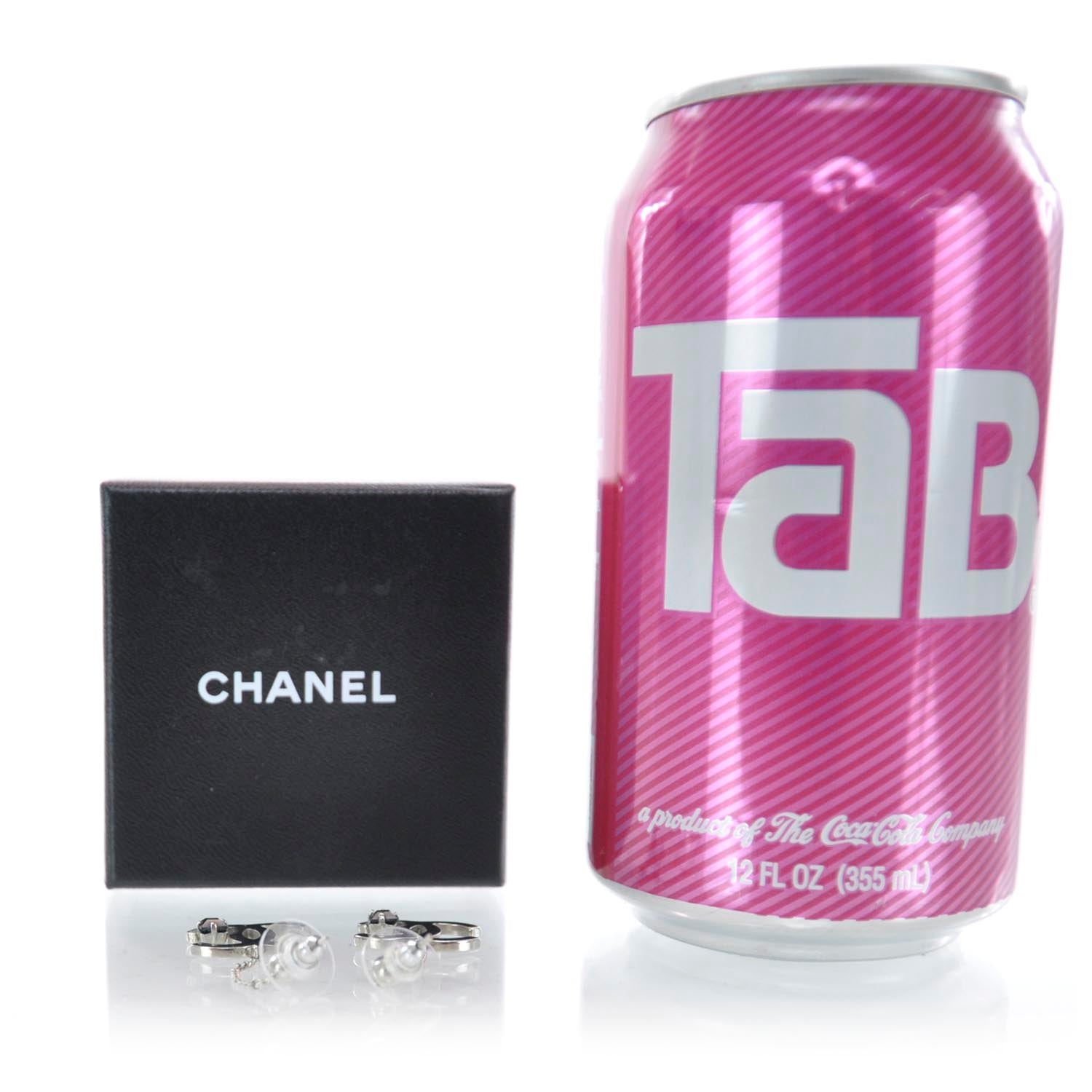 Chanel Crystal CC Dangle Earrings Silver 2 of 5