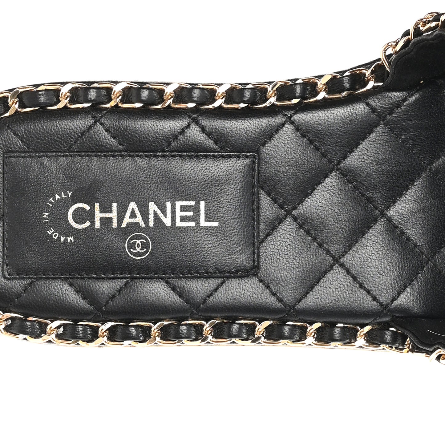 Lambskin Chain Cork Slide Sandals 37 Black