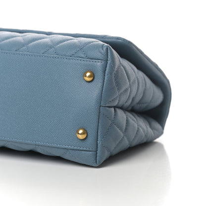 Chanel Caviar Quilted Small Coco Handle Flap Blue 10 of 11