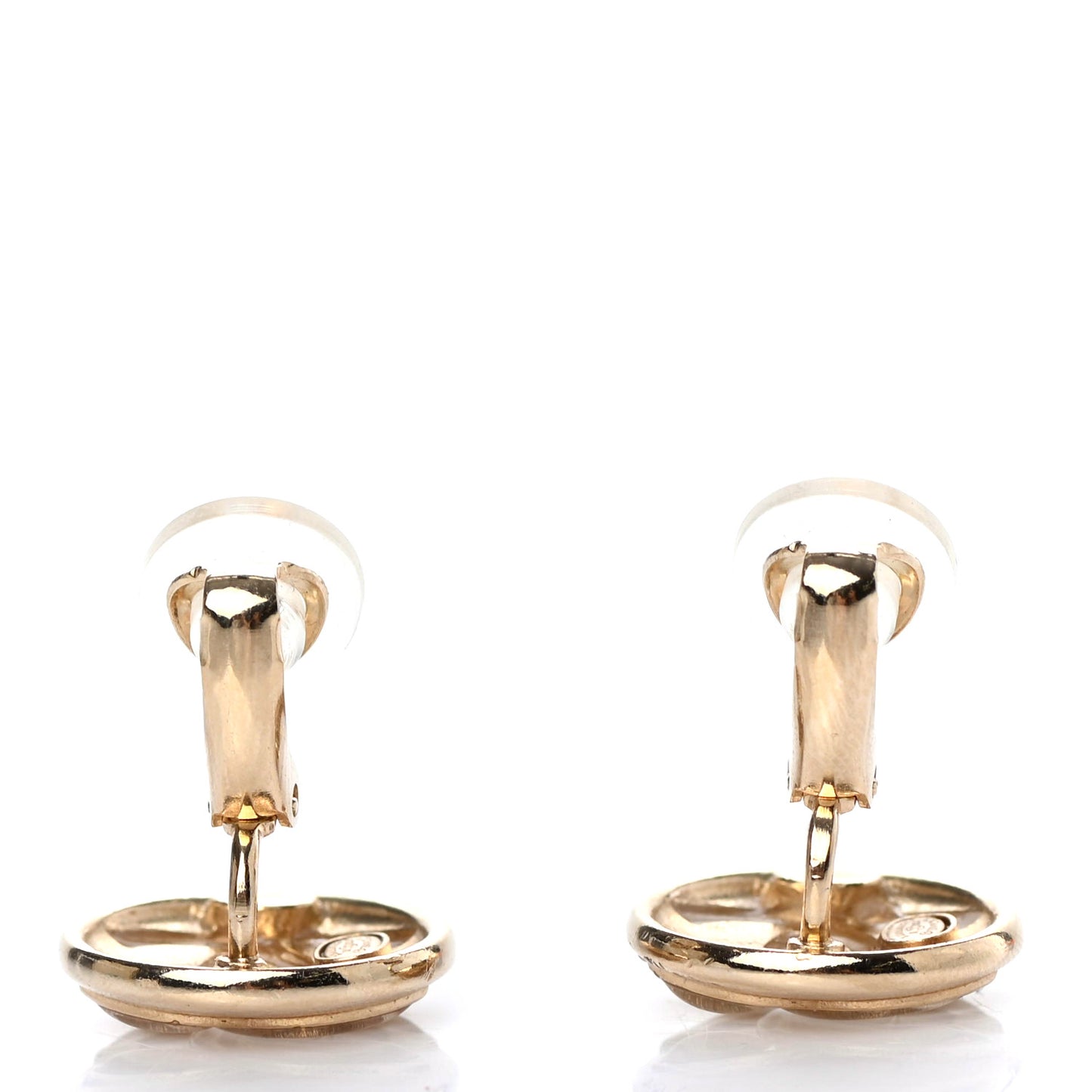 Resin CC Clip On Earrings Gold