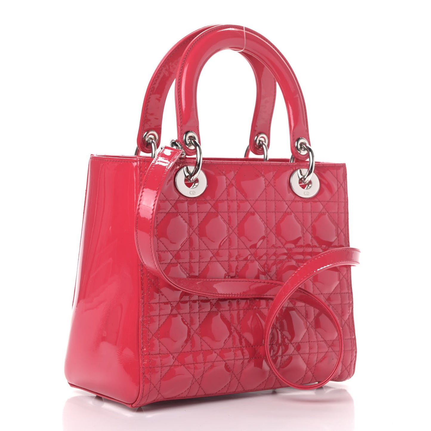 Patent Cannage Medium Lady Dior Fuchsia