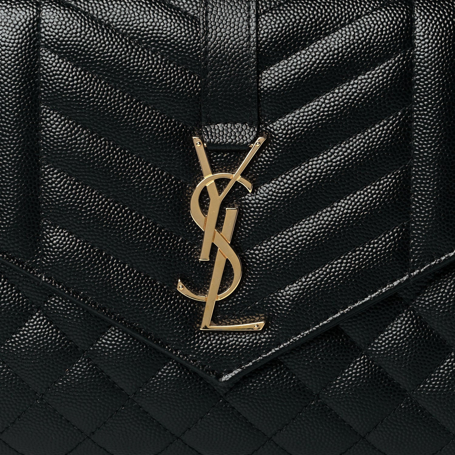 Saint Laurent Grain De Poudre Textured Mixed Matelasse Triquilt Monogram Clutch Black 8 of 11