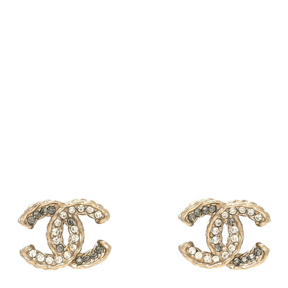 Chanel Crystal Timeless CC Earrings Light Gold Grey 1 of 4