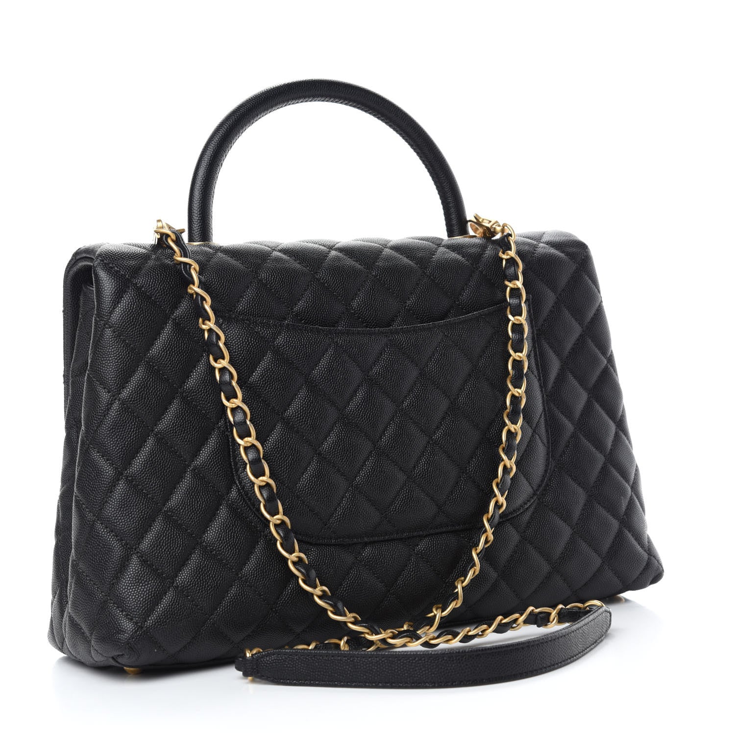 Chanel Caviar Quilted Medium Coco Handle Flap Black 3 of 10