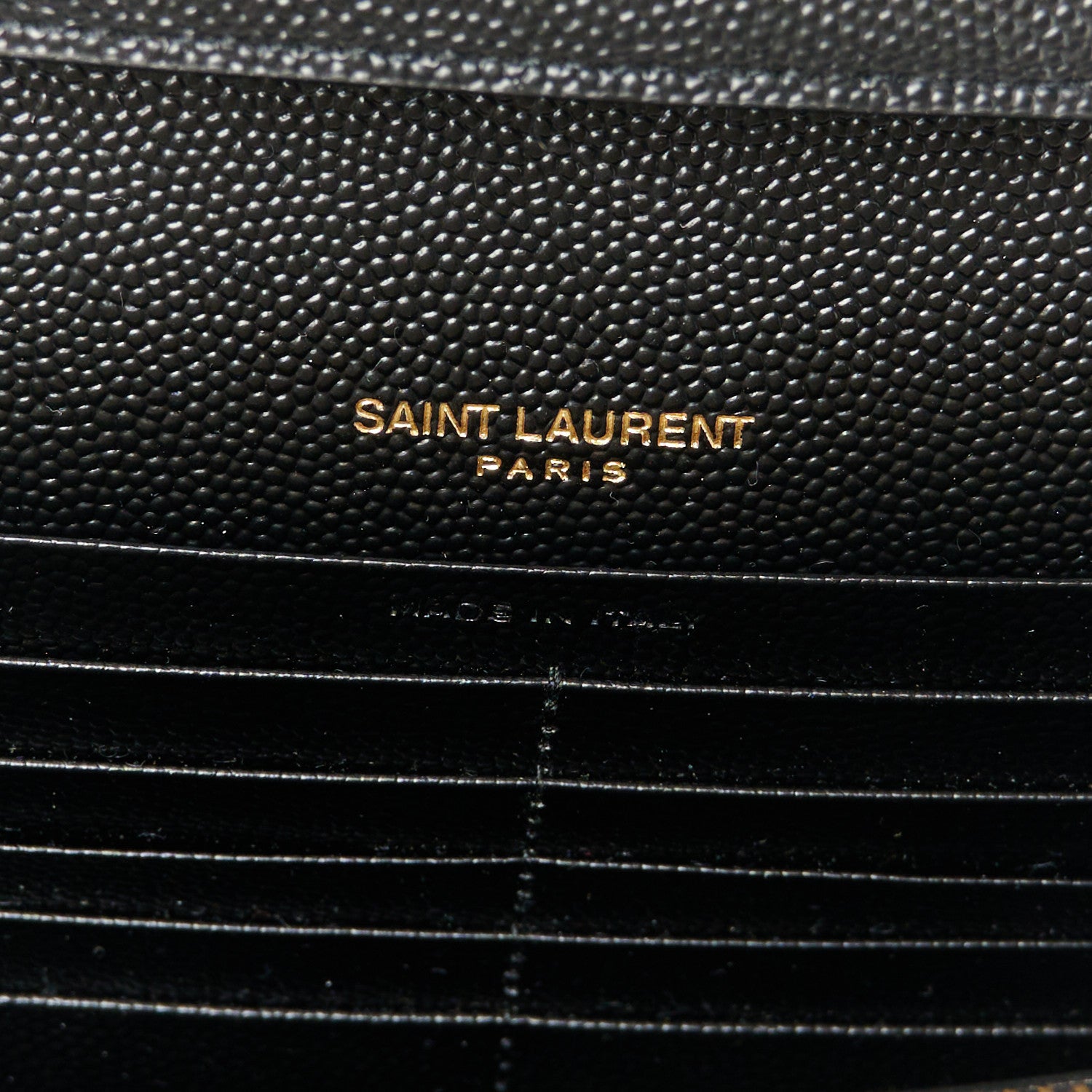 Saint Laurent Grain De Poudre Matelasse Chevron Monogram Chain Wallet Black 6 of 9