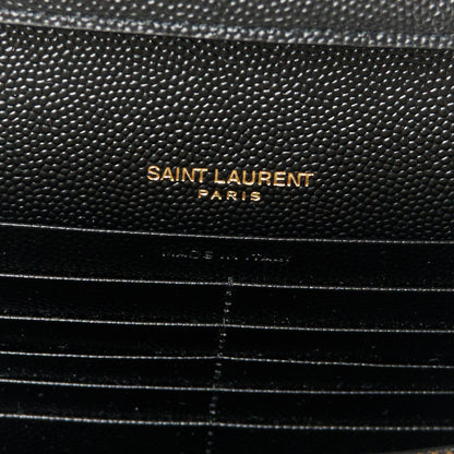 Saint Laurent Grain De Poudre Matelasse Chevron Monogram Chain Wallet Black 6 of 9