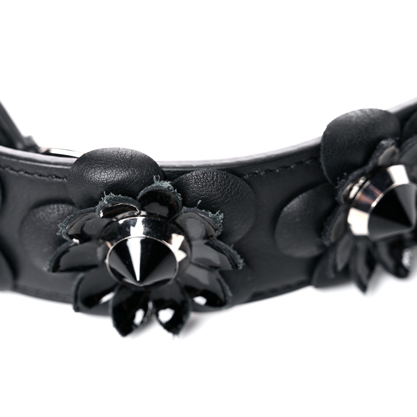 Vitello Dolce Nappa Patent Flowerland Studded Strap You Black