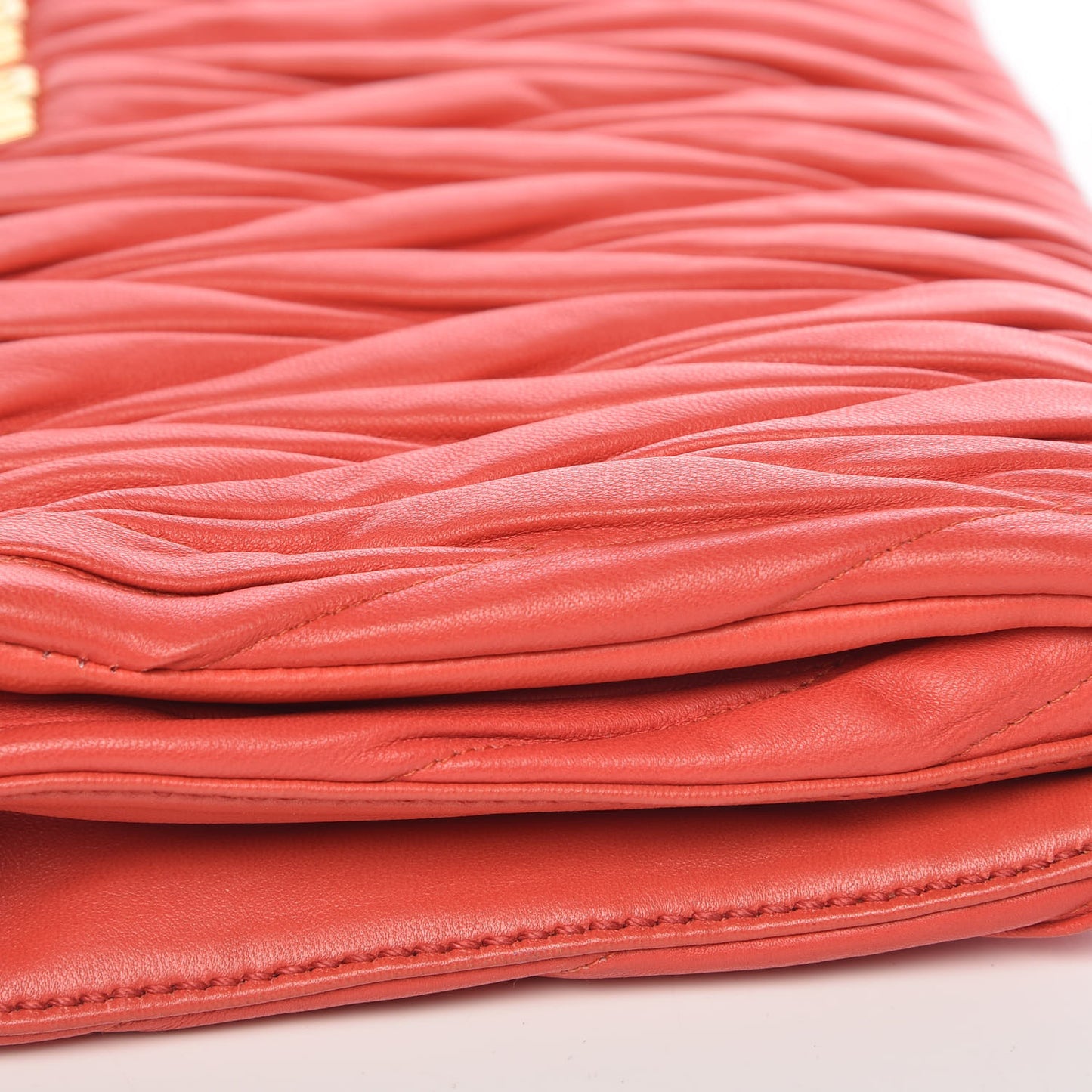 MIU MIU Nappa Matelasse Crystal Flap Clutch Lacca