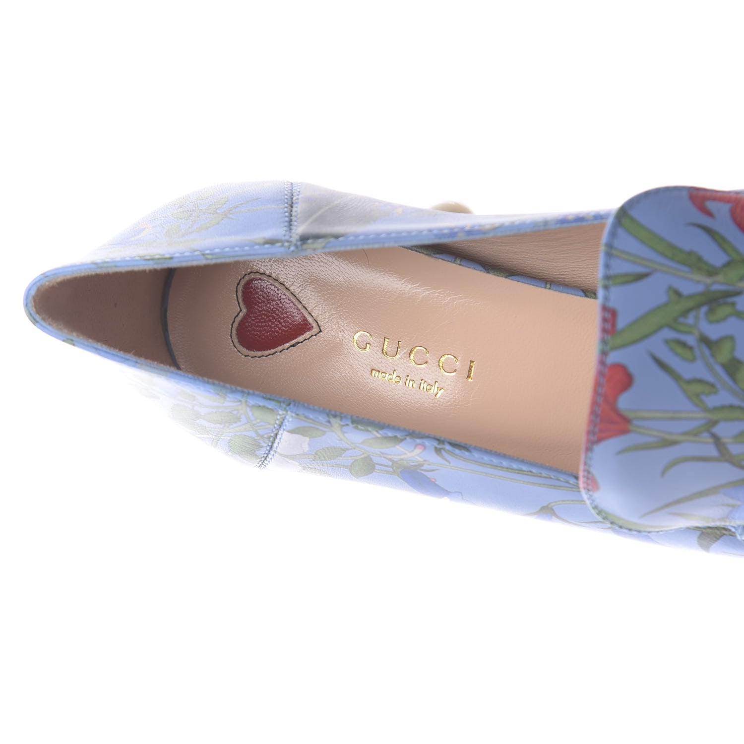 Gucci Apollo Calfskin Web Pearl New Flora Peyton 75mm Loafer Pumps 40.5 Azure 9 of 12