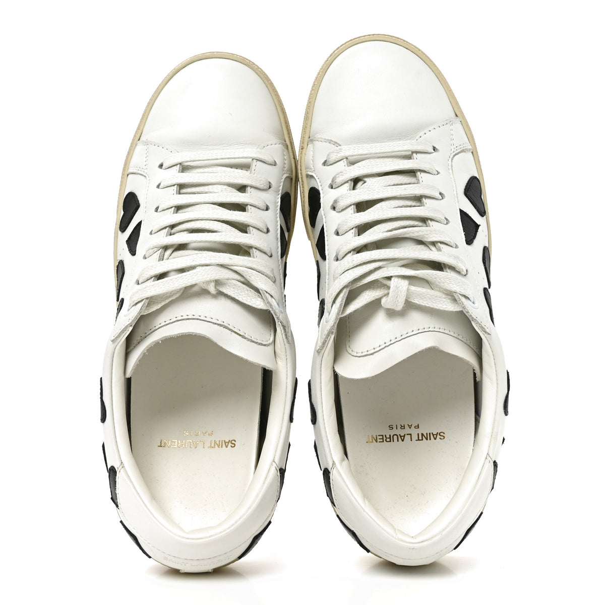 Saint Laurent Calfskin Heart Court Classic Sneakers 38 White Black 2 of 8
