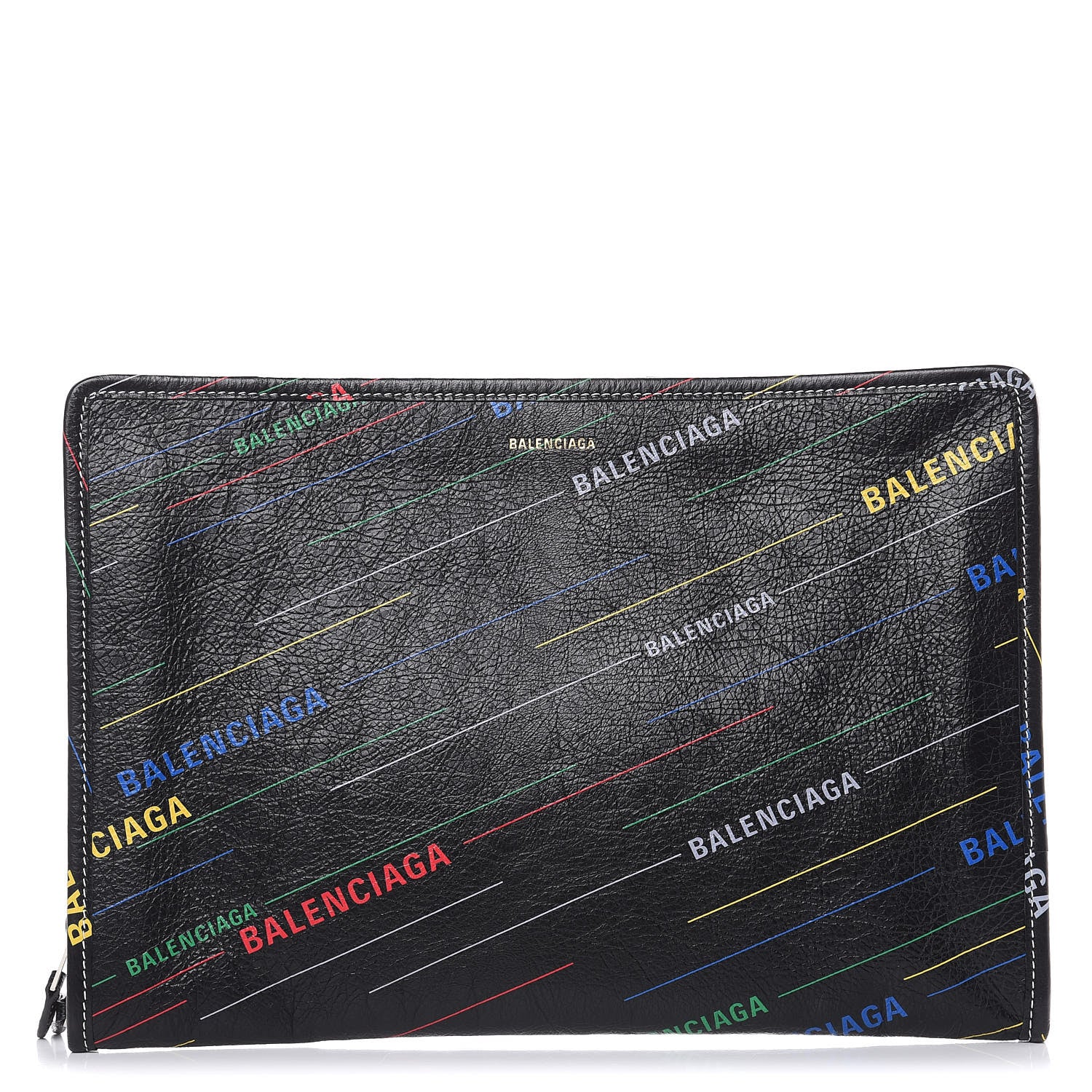 Balenciaga Agneau Arena Logo Multicolor Print Bazar Pouch Black Multicolor 1 of 6