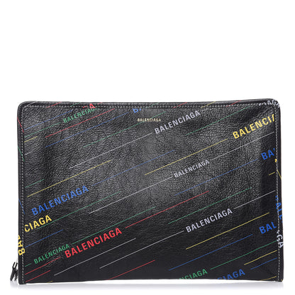 Balenciaga Agneau Arena Logo Multicolor Print Bazar Pouch Black Multicolor 1 of 6