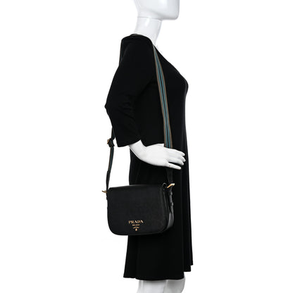 Prada Saffiano Flap Crossbody Black 2 of 12