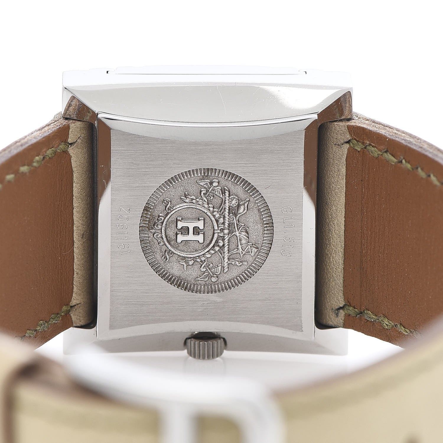 Hermes Stainless Steel Leather 26mm Glissade Quartz Watch Beige 6 of 6
