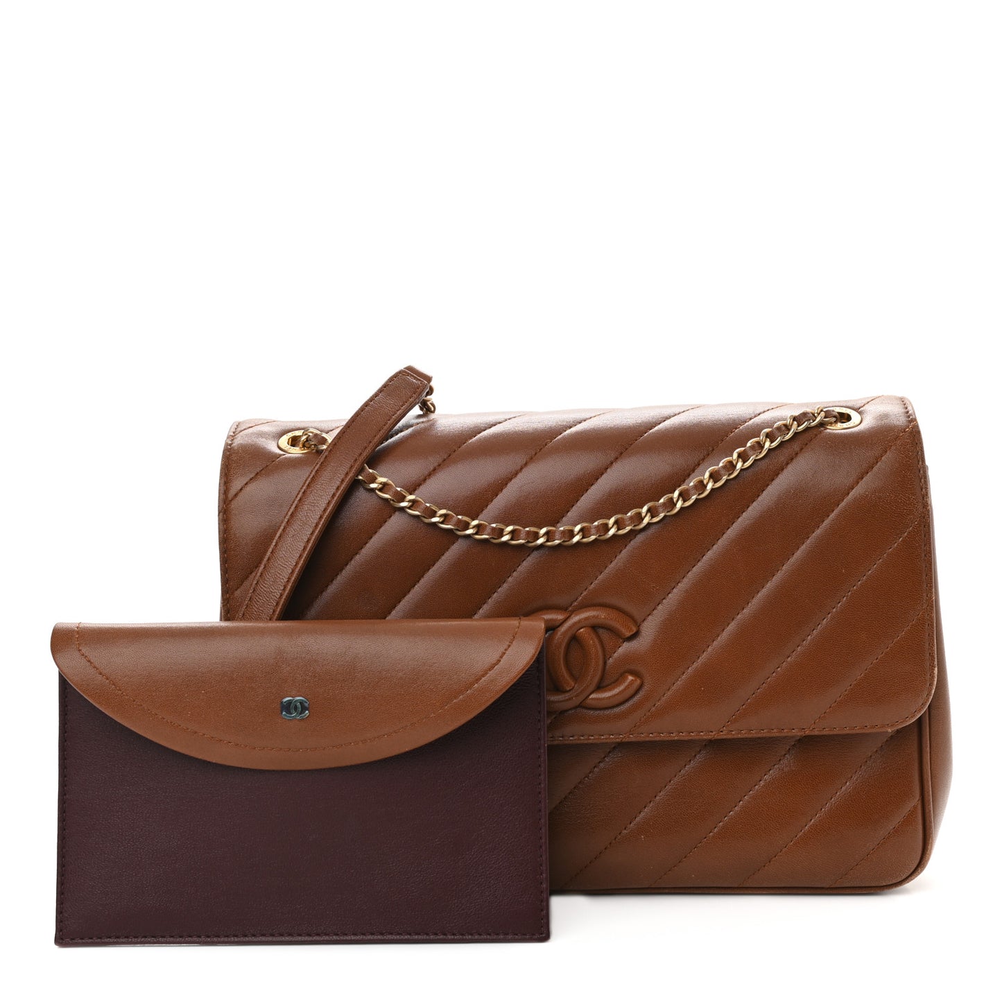 Lambskin Quilted Jumbo Coco Vintage Flap Brown