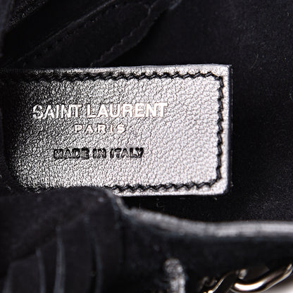 Saint Laurent Suede Fringe Toy Monogram Anita Crossbody Bag Black 5 of 9