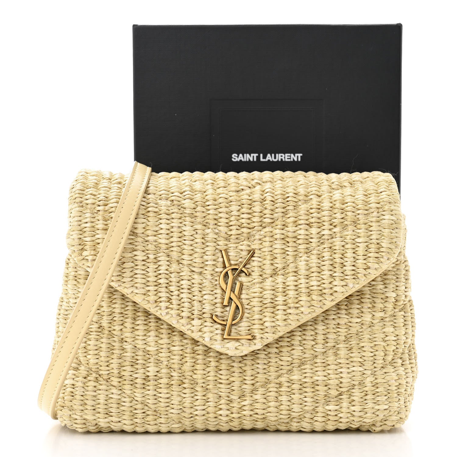 Saint Laurent Raffia Monogram Toy Loulou Chain Satchel Naturale 12 of 12