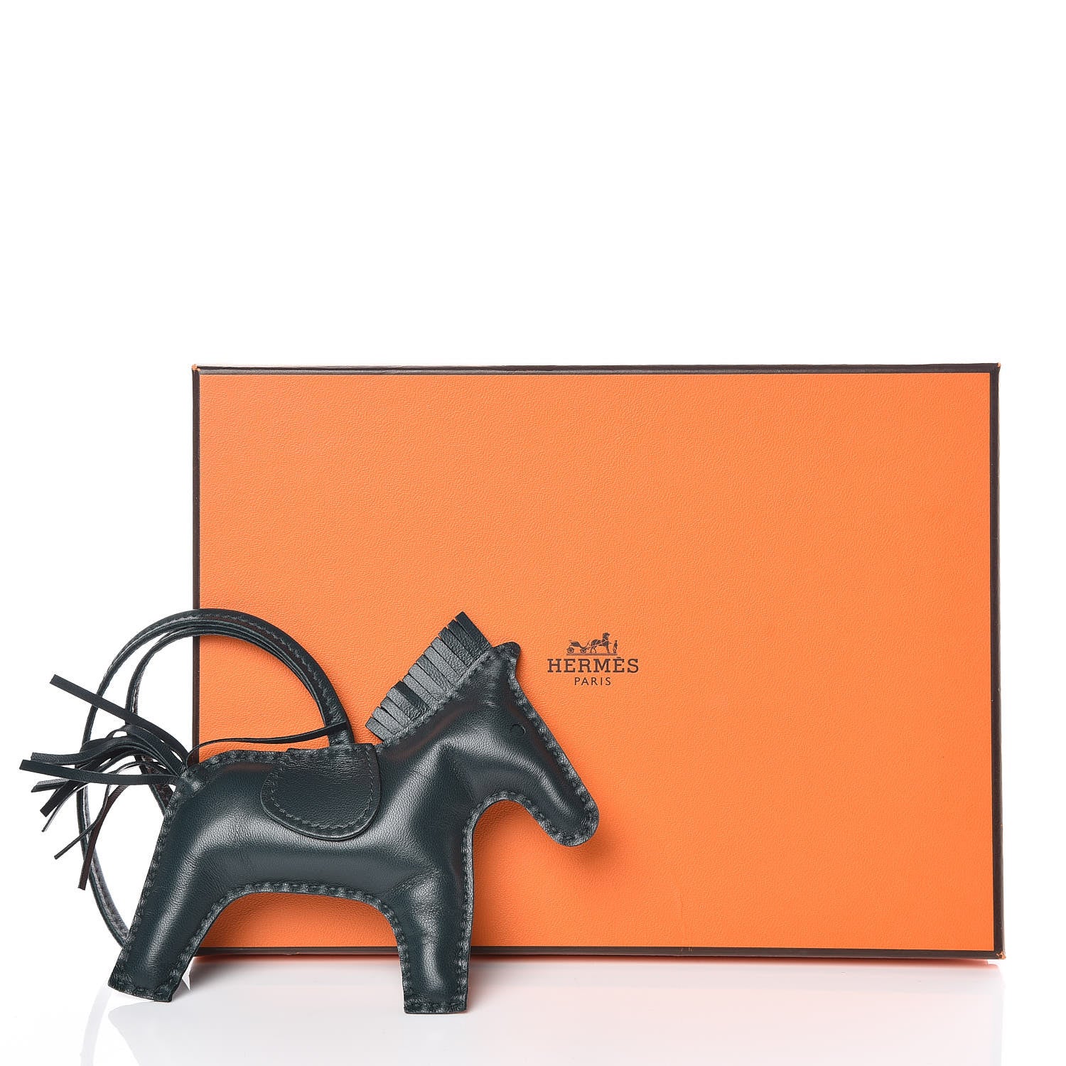 Hermes Milo Lambskin Grigri Rodeo Horse Bag Charm MM Vert Cypress 5 of 5