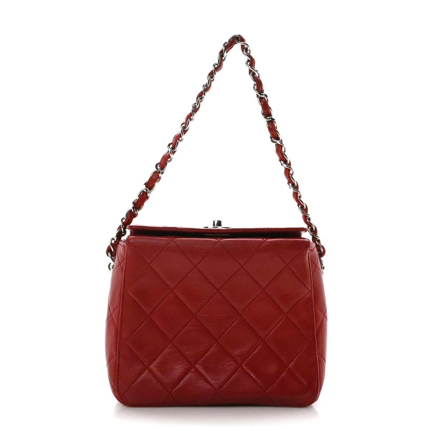 Lambskin Quilted Square Chain Bag Red