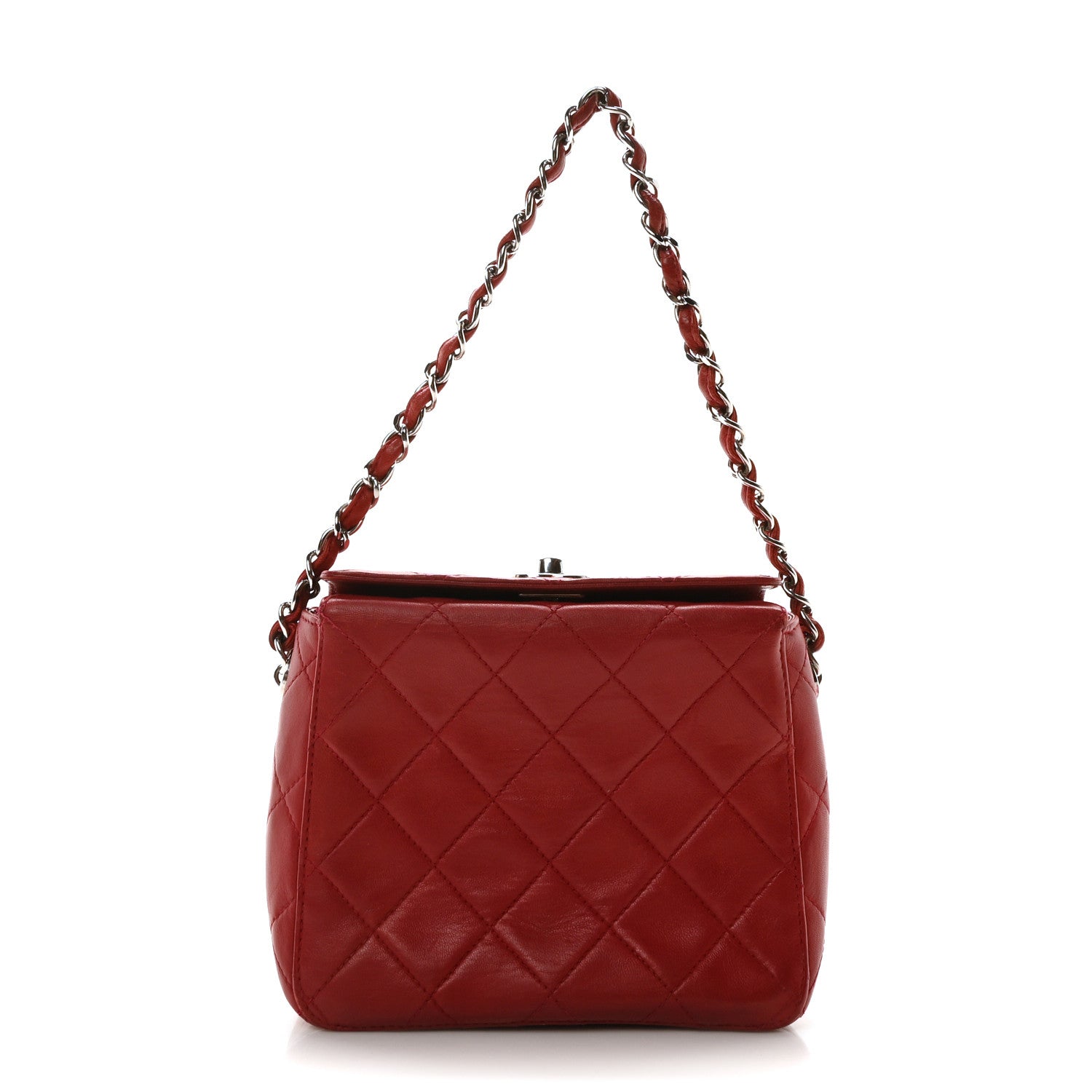 Chanel Lambskin Quilted Square Chain Bag Red 1 of 11