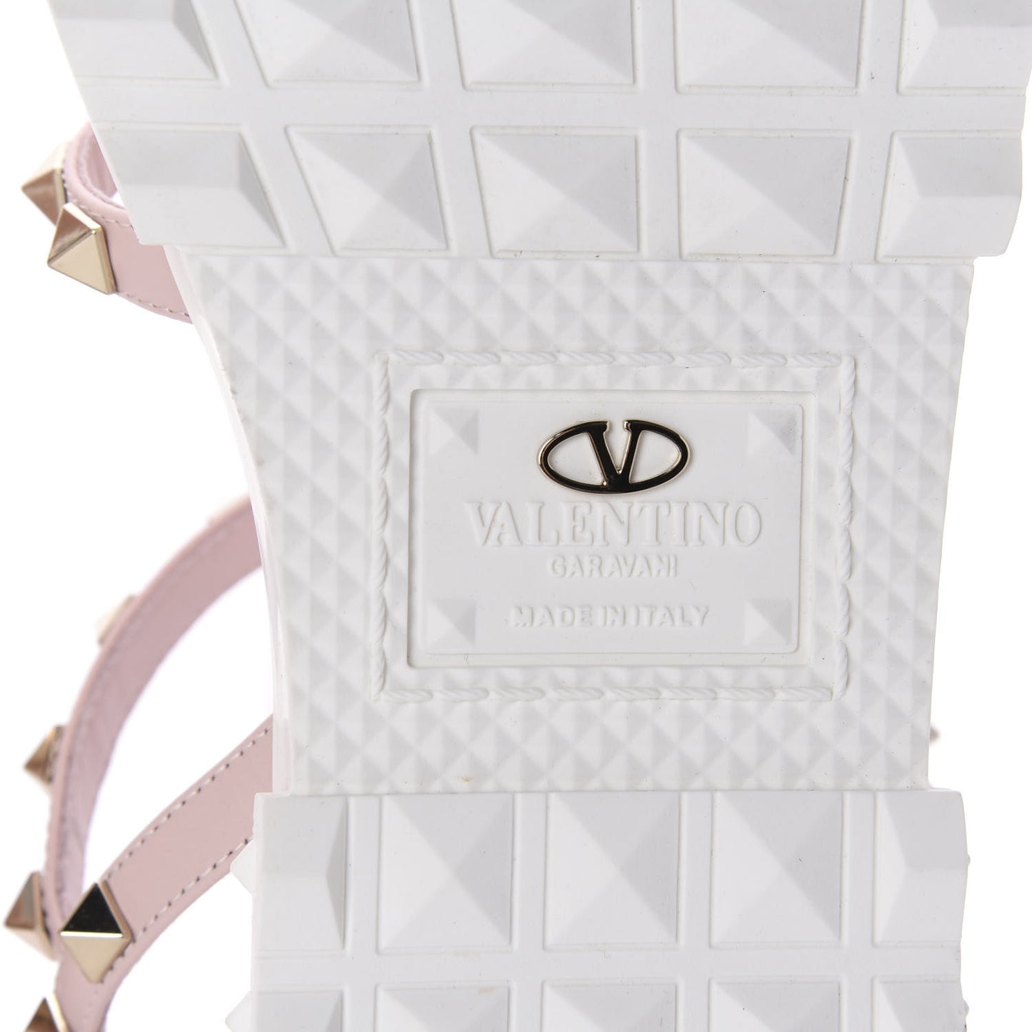 Calfskin Bedrock Rockstud Ankle Flat Sandals 39 Rose Quartz