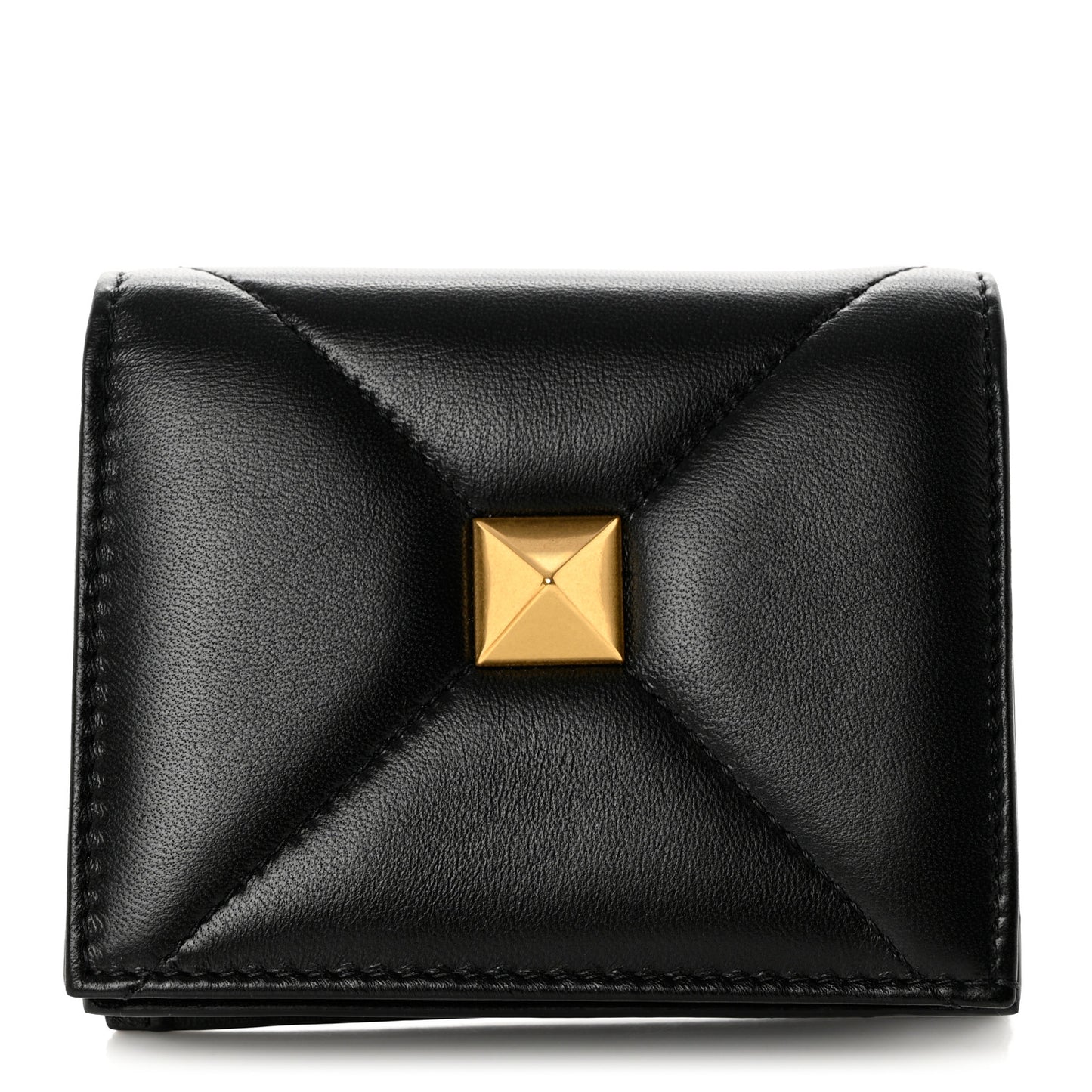 Nappa Roman Stud Small Flap Wallet Black