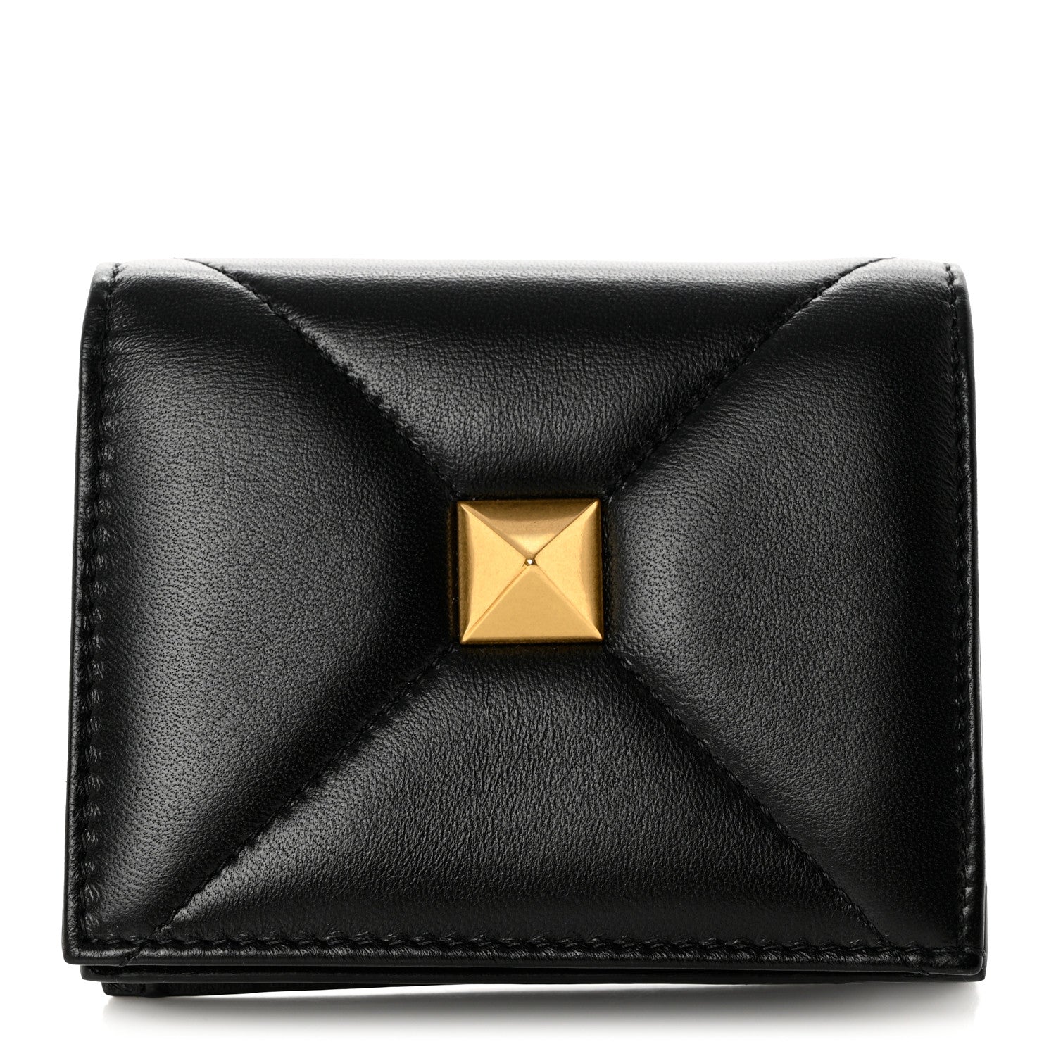 Valentino Garavani Nappa Roman Stud Small Flap Wallet Black 1 of 7