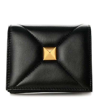 Valentino Garavani Nappa Roman Stud Small Flap Wallet Black 1 of 7