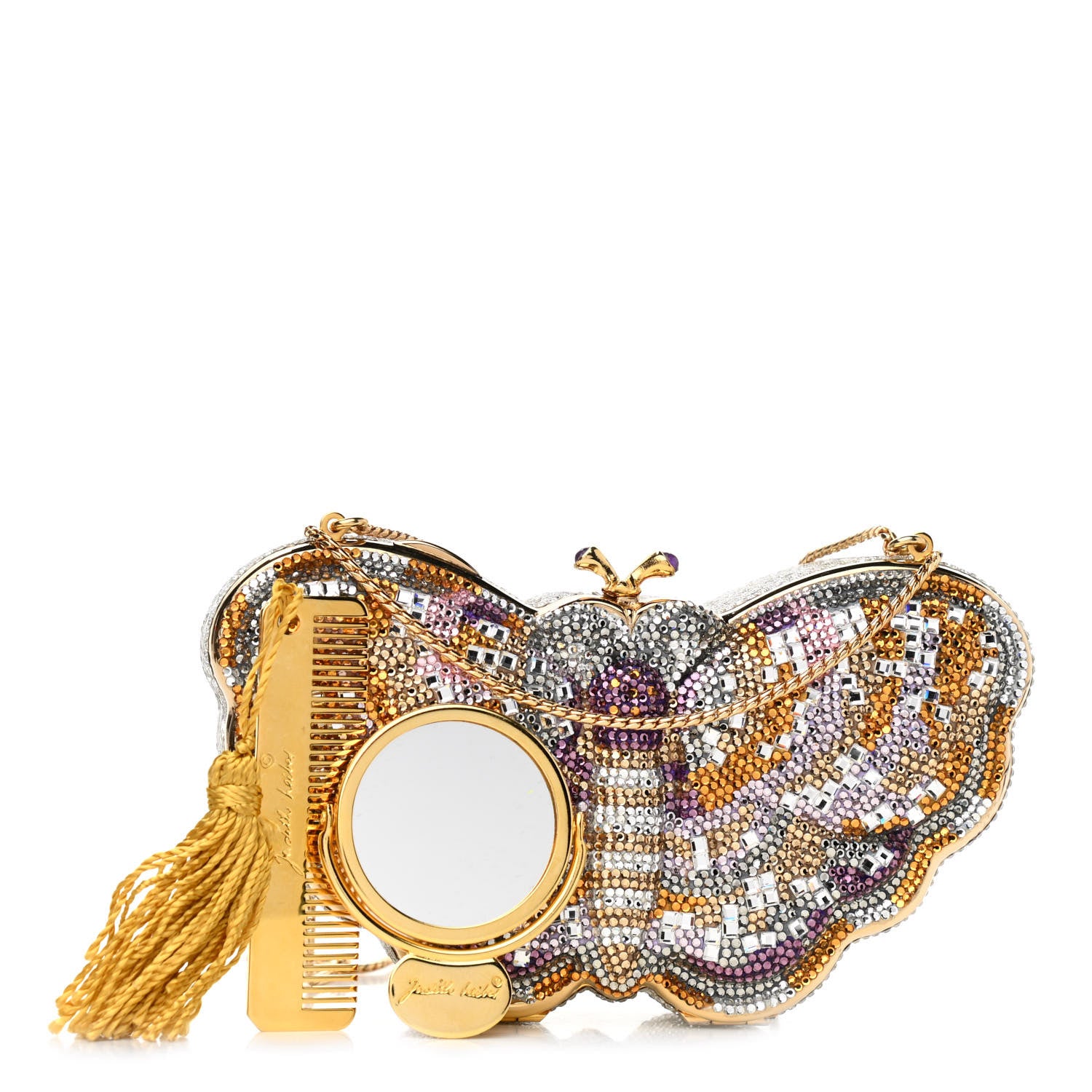 Judith Leiber Swarovski Crystal Butterfly Minaudiere Clutch 1 of 12