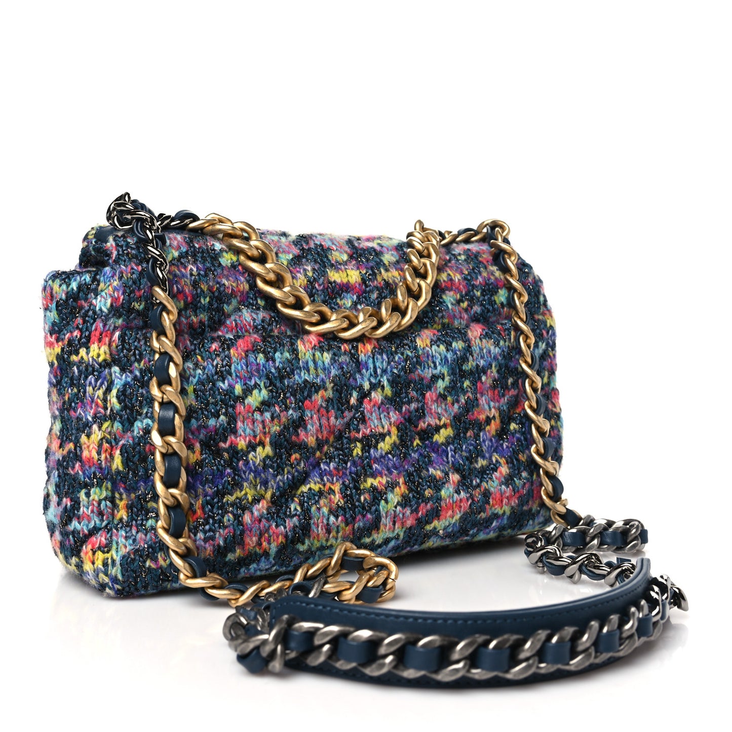 Tweed Quilted Medium Chanel 19 Flap Dark Multicolor