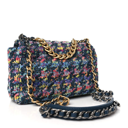 Chanel Tweed Quilted Medium Chanel 19 Flap Dark Multicolor 3 of 10