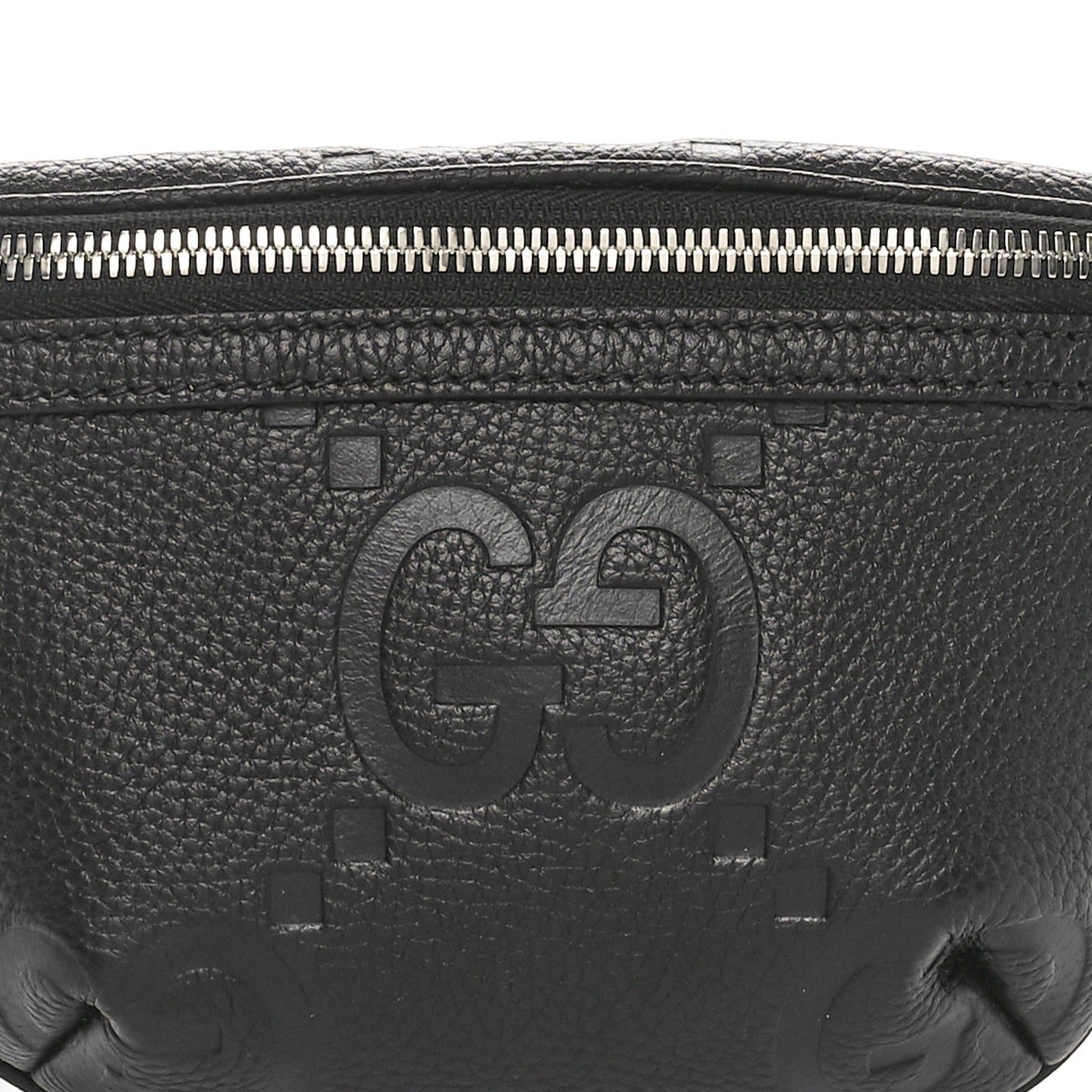 Piuma Calfskin Jumbo GG Embossed Small Belt Bag Black