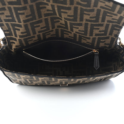 Fendi Fabric Jacquard FF 1974 Medium Baguette Tobacco Moro Black 4 of 7