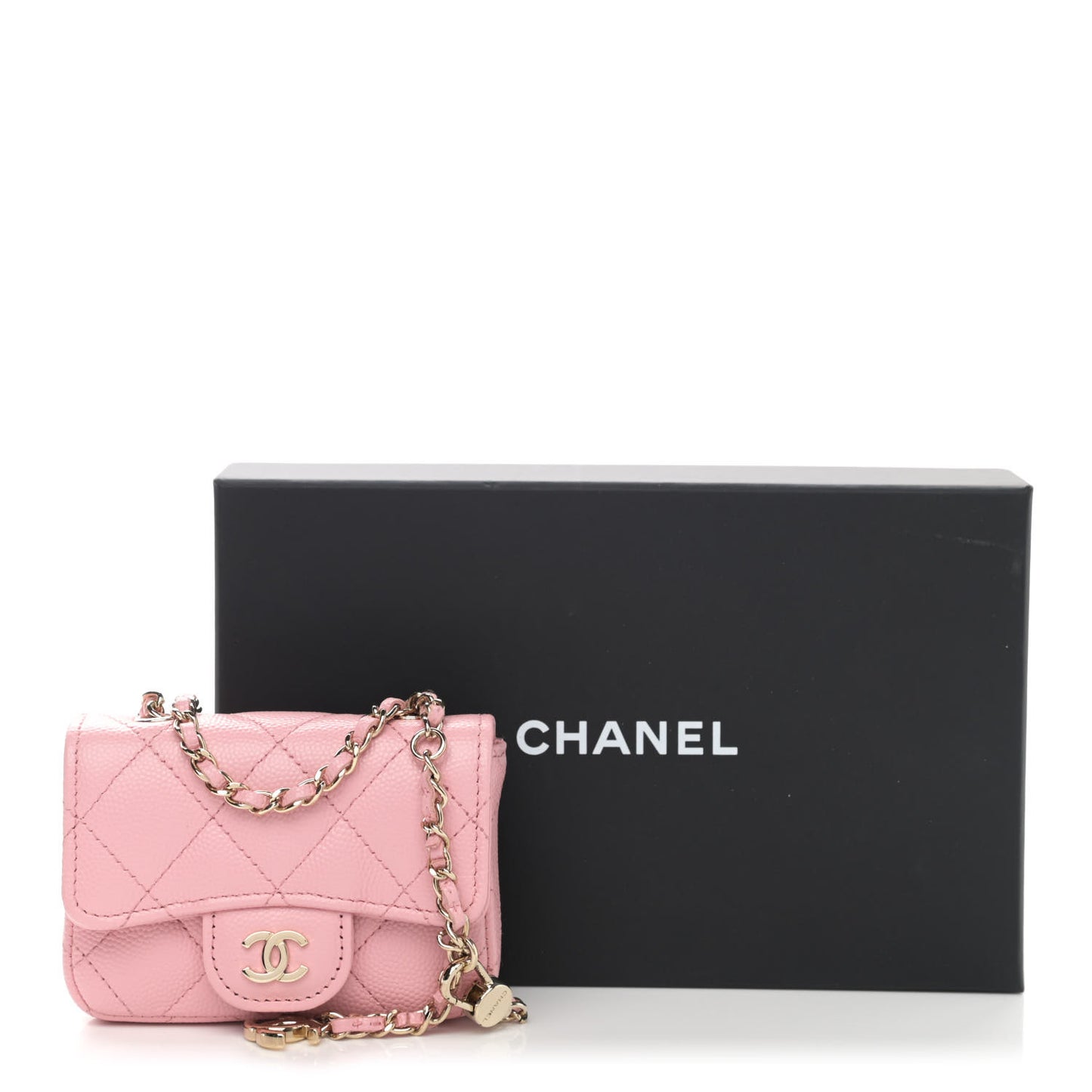 Caviar Quilted Mini Chain Belt Bag Light Pink