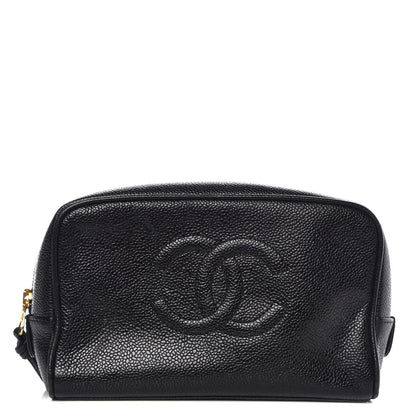Chanel Caviar Timeless CC Cosmetic Pouch Bag Black 1 of 10
