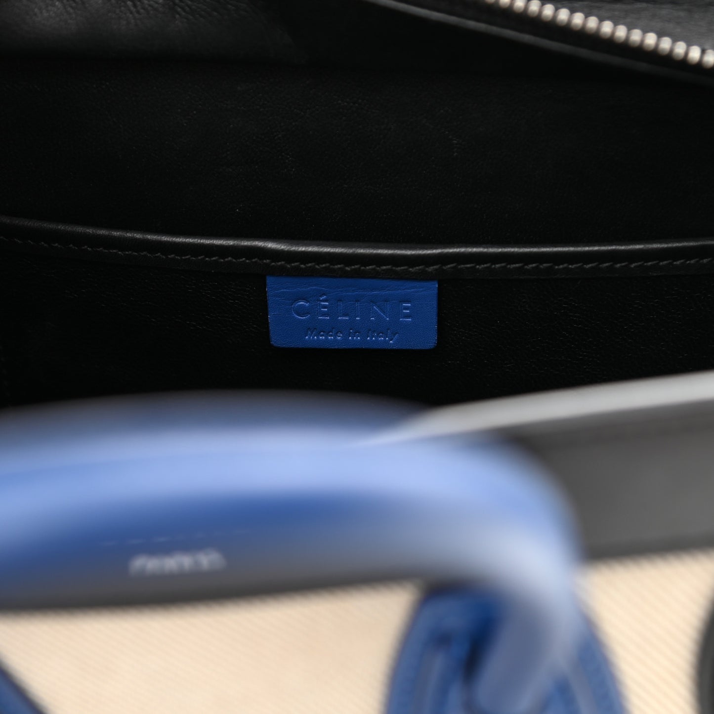 Canvas Smooth Calfskin Nano Tri-Color Luggage Natural Blue