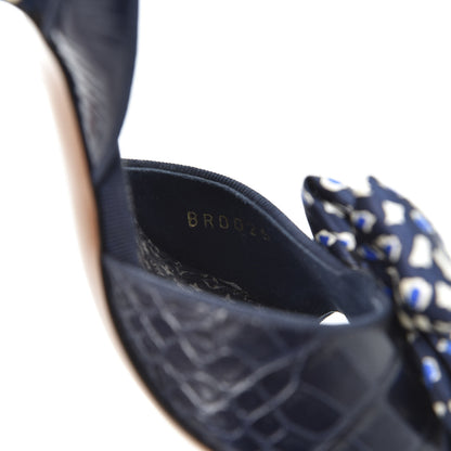 Louis Vuitton Crocodile Silk Bow Lock Slingback Pumps 37 9 of 9
