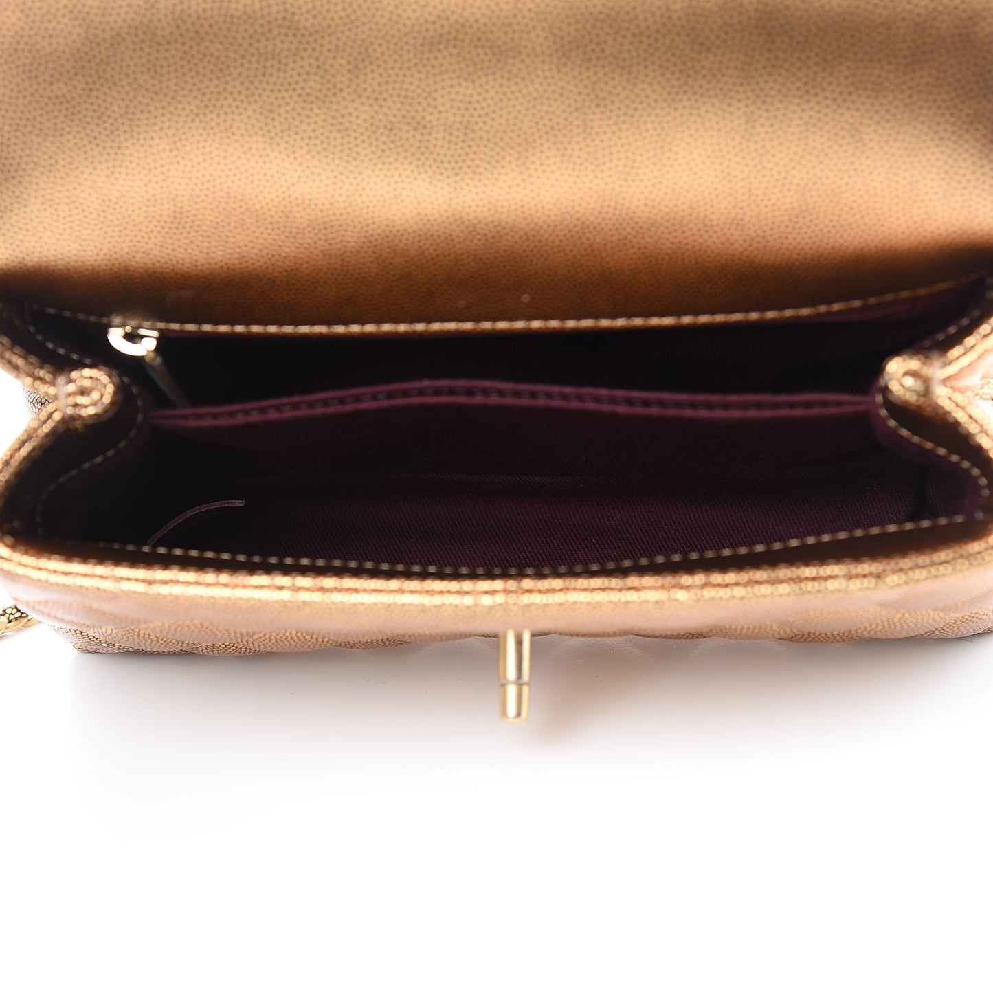 Metallic Caviar Quilted Mini Coco Handle Flap Gold