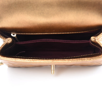 Chanel Metallic Caviar Quilted Mini Coco Handle Flap Gold 5 of 10
